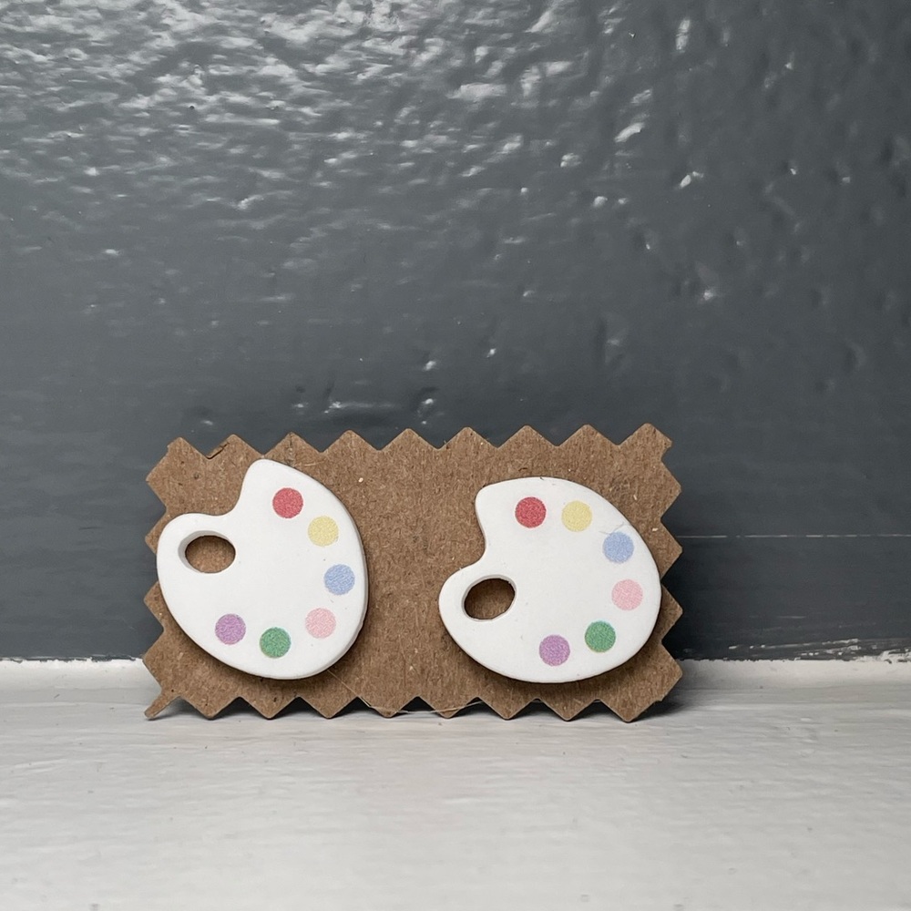 Paint Palette Stud Earrings Turquoise